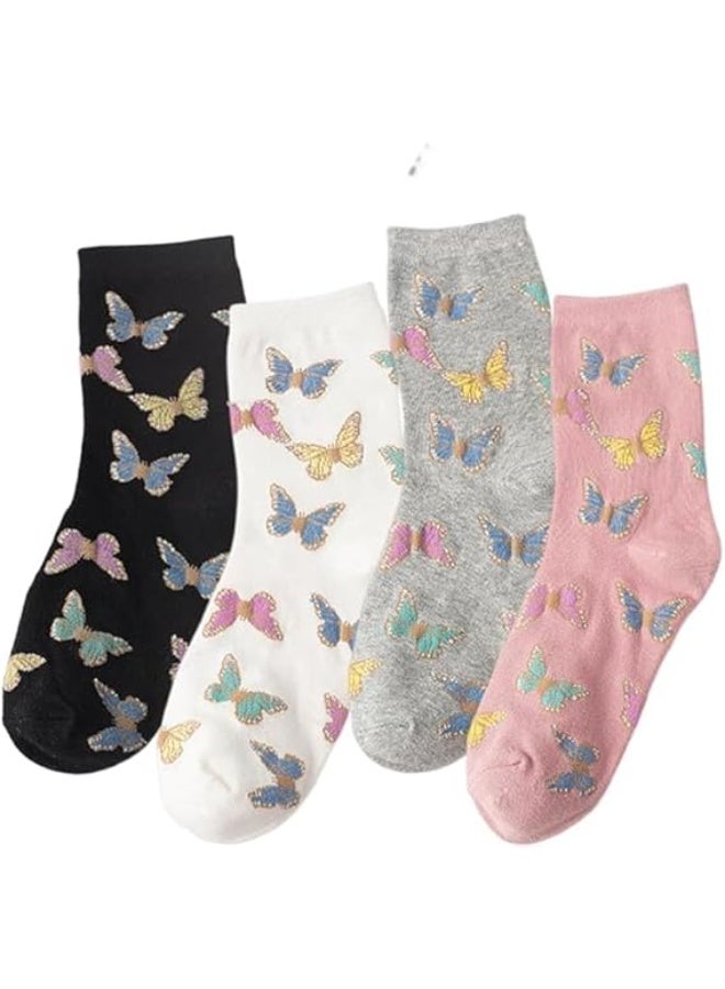 ChicAbode Womens Funny Crew Socks,Girls Cute Patterned Dress Socks, Cotton Funky High Ankle Socks, Athletic Mid-calf Socks - Image 1